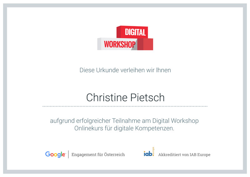 Google Digital Workshop Zertifizierung